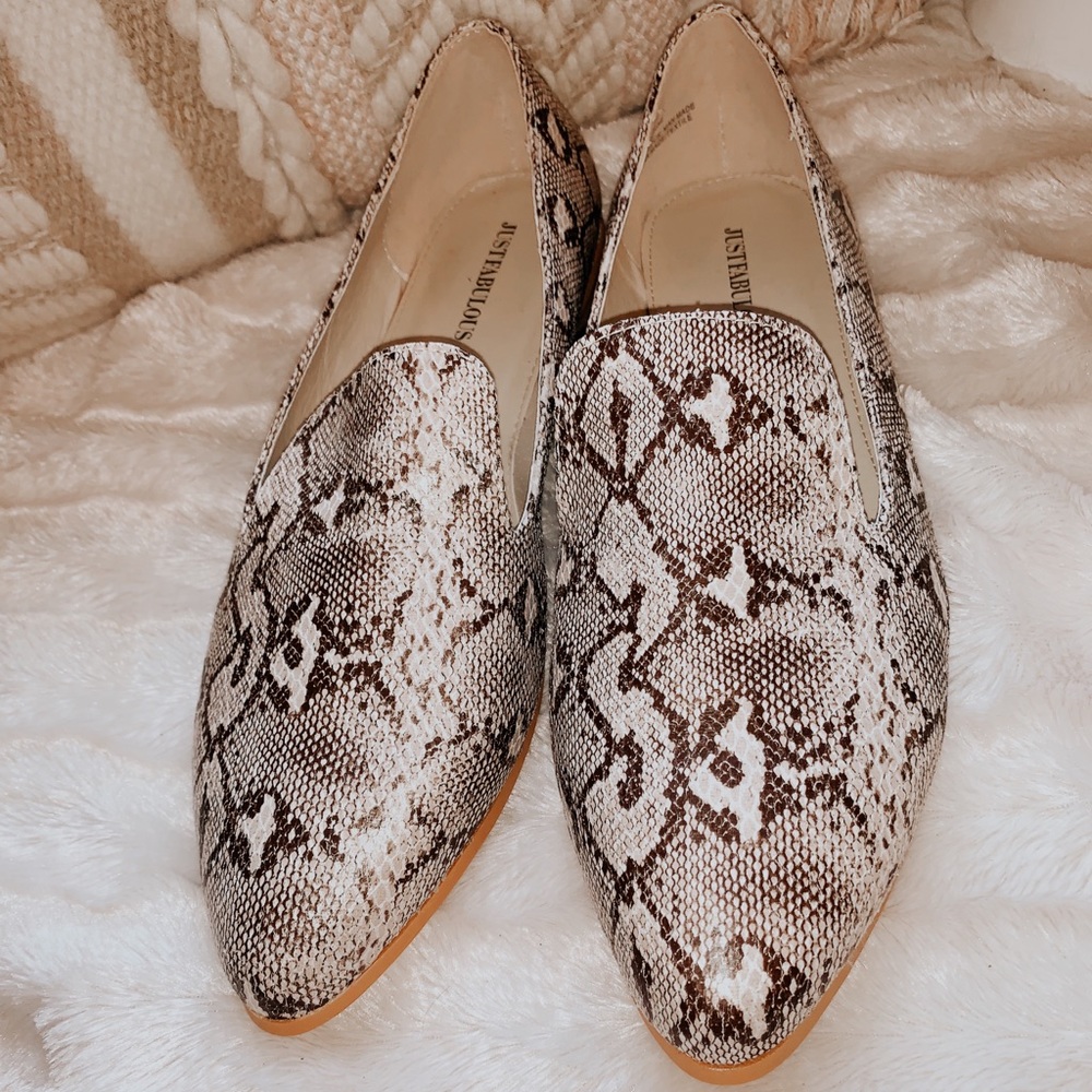 faux snake skin slip on mules